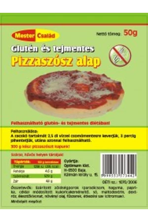 Mester glutén és tejmentes, tojásmentes pizzaszósz alap 50 g (gluténmentes) Mester glutén és tejmentes, tojásmentes pizzaszósz alap 50 g (gluténmentes)