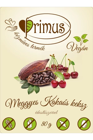Primus paleo keksz kakaós-meggyes 80 g (gluténmentes) Primus paleo keksz kakaós-meggyes 80 g (gluténmentes)