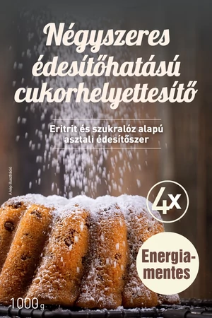 FM Négyszeres édesítőhatású cukorhelyettesítő (eritrit, szukralóz alapú) 1000g FM Négyszeres édesítőhatású cukorhelyettesítő (eritrit, szukralóz alapú) 1000g