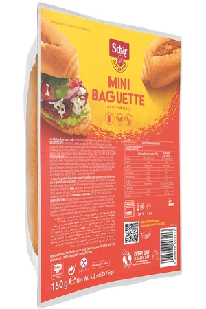 Schär Mini Bagett Duo (gluténmentes, tejmentes, tojásmentes) 150 g Schär Mini Bagett Duo (gluténmentes, tejmentes, tojásmentes) 150 g