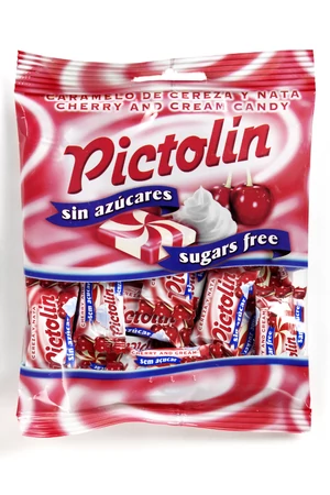 PICTOLIN hozzáadott cukormentes cseresznyés-tejszínes cukorka 65 g (gluténmentes)