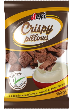 Dexi Crispy pillows chocolate csokoládé ízesítésű párnák 150g (gluténmentes) Dexi Crispy pillows chocolate csokoládé ízesítésű párnák 150g (gluténmentes)