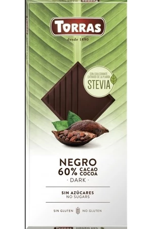 Torras Stevia hozzáadott cukormentes Étcsokoládé (gluténmentes, tejmentes) 100g