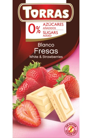 Torras Epres fehércsokoládé hozzáadott cukor nélkül 75 g (gluténmentes) Torras Epres fehércsokoládé hozzáadott cukor nélkül 75 g (gluténmentes)