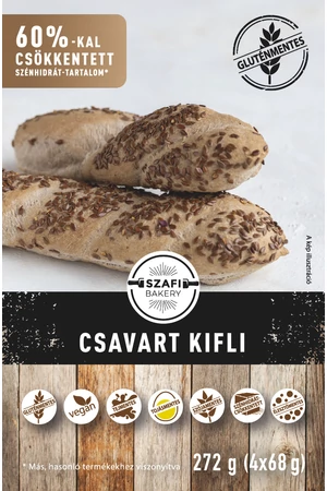 Szafi Bakery CSAVART KIFLI - ÉLESZTŐMENTES 4x68g (gyorsfagyasztott) (gluténmentes) Szafi Bakery CSAVART KIFLI - ÉLESZTŐMENTES 4x68g (gyorsfagyasztott) (gluténmentes)