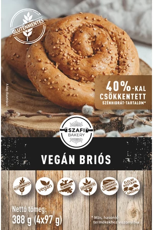 Szafi Bakery Vegán briós 388g (4*97g) gyorsfagyasztott (gluténmentes) Szafi Bakery Vegán briós 388g (4*97g) gyorsfagyasztott (gluténmentes)