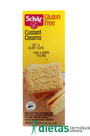 Schär Custard Cream vanília ízesítésű krémmel töltött keksz 125 g