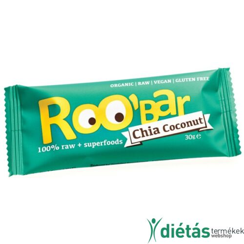 Roobar Bio gyümölcs szelet chia-kókusz (paleo, vegán, gluténmentes) 30 g