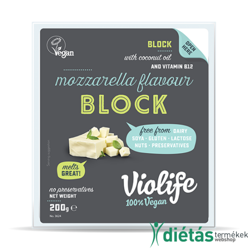 Violife vegán mozzarella ízesítésű tömb 200g
