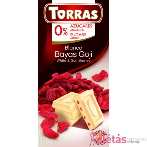 Torras Goji bogyós hozzáadott cukormentes fehércsokoládé  (Gluténmentes) 75 g