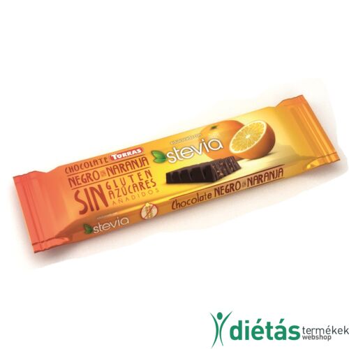 Torras Stevia Narancsos hozzáadott cukormentes étcsokoládé (gluténmentes, tejmentes) 35g