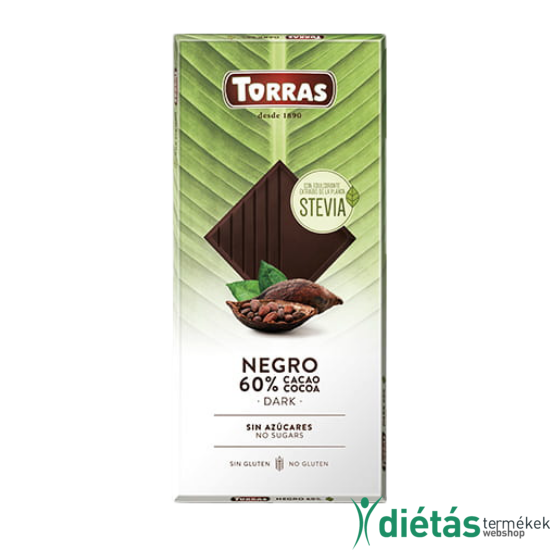Torras Stevia hozzáadott cukormentes Étcsokoládé (gluténmentes, tejmentes) 100g