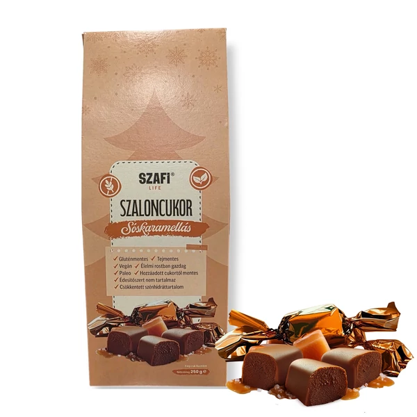 Szafi Life Sós karamellás szaloncukor 250g (gluténmentes)