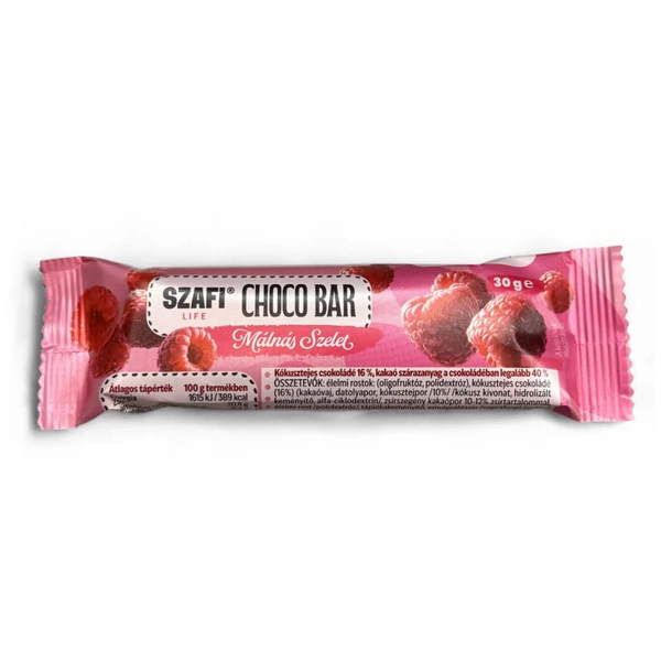 Szafi Life Choco bar Málnás szelet 30g (gluténmentes)