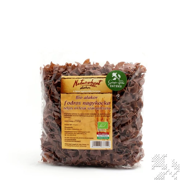 Naturworld Bio alakor tészta teljes kiőrlésű nagykocka (tojásmentes, vegán) 250 g