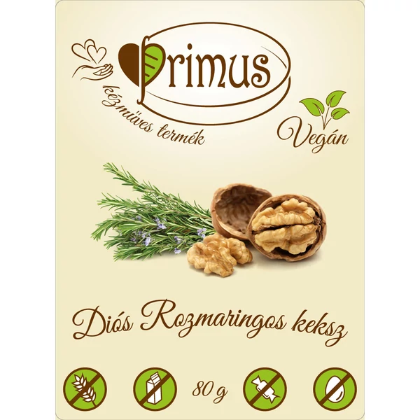 Primus paleo sós keksz diós-rozmaringos 80 g (gluténmentes)
