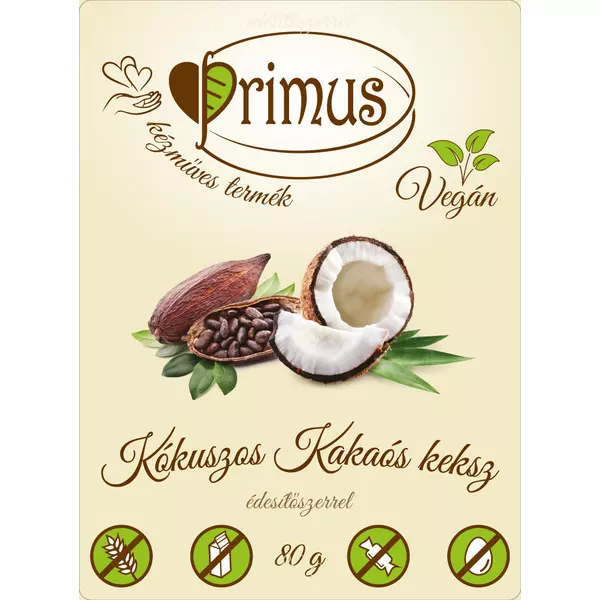 Primus Paleo keksz kakaós-kókuszos 80 g (gluténmentes)