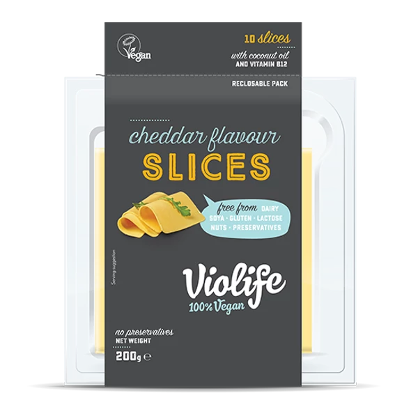 Violife vegán cheddar ízesítésű szeletek 200g