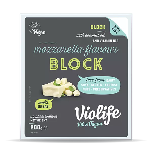 Violife vegán mozzarella ízesítésű tömb 200g (gluténmentes)