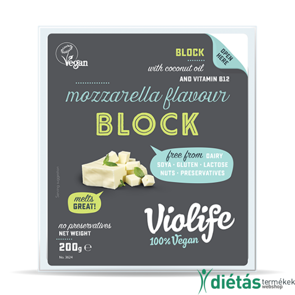 Violife vegán mozzarella ízesítésű tömb 200g