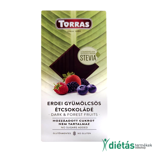 Torras Stevia Erdei Gyümölcsös étcsokoládé hozzáadott cukor nélkül 125 g