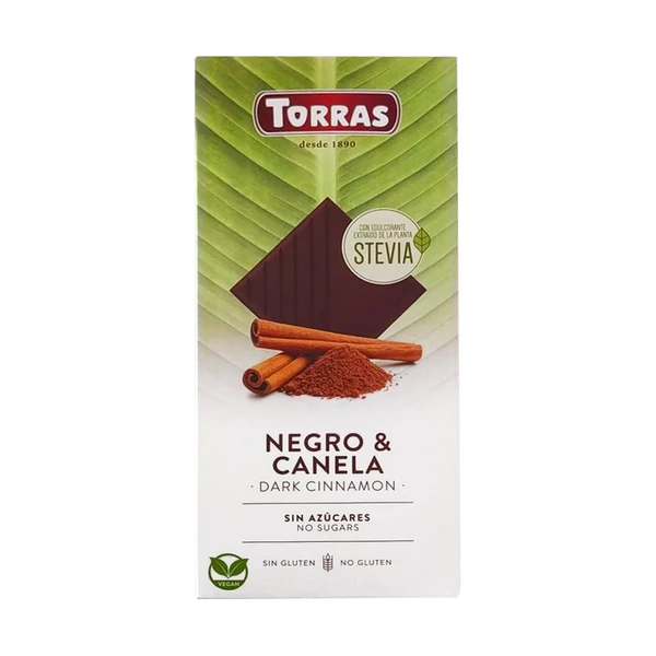 Torras Stevia Fahéjas étcsokoládé hozzáadott cukor nélkül, édesítőszerrel (gluténmentes, tejmentes) 125 g