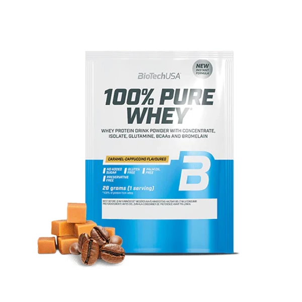 Biotech USA Nitro Pure Whey fehérjepor (Karamel-Cappuccino) 28 g (gluténmentes)