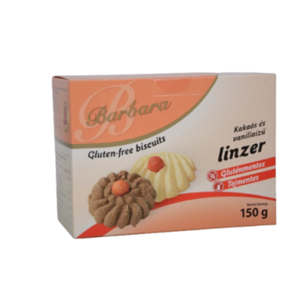 Barbara gluténmentes kakaós és vaníliás linzer  (tejmentes) 180 g