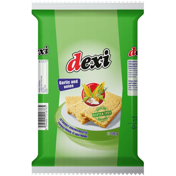 Dexi extrudált kukoricakenyér hagymával (gluténmentes, tejmentes, tojásmentes) 100 g