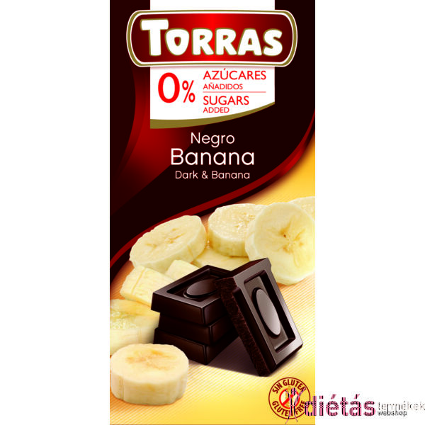 Torras Banános étcsokoládé hozzáadott cukor nélkül 75 g