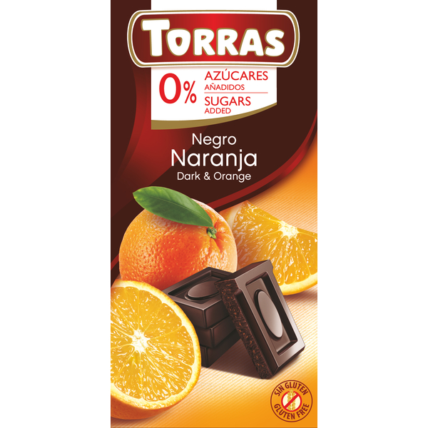 Torras Narancsos hozzáadott cukormentes étcsokoládé (gluténmentes, tejmentes) 75 g