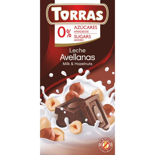 Torras Mogyorós hozzáadott cukormentes tejcsokoládé (gluténmentes) 75 g
