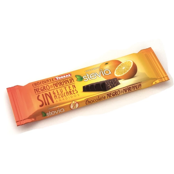 Torras Stevia Narancsos hozzáadott cukormentes étcsokoládé (gluténmentes, tejmentes) 35g