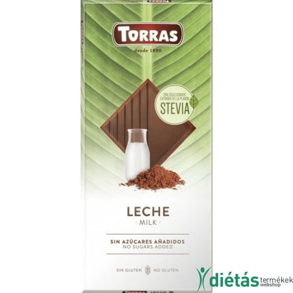 Torras Stevia hozzáadott cukormentes tejcsokoládé 100 g