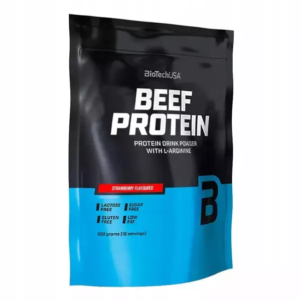 Biotech USA Beef Power marhafehérje por (Eper) 500g (gluténmentes)