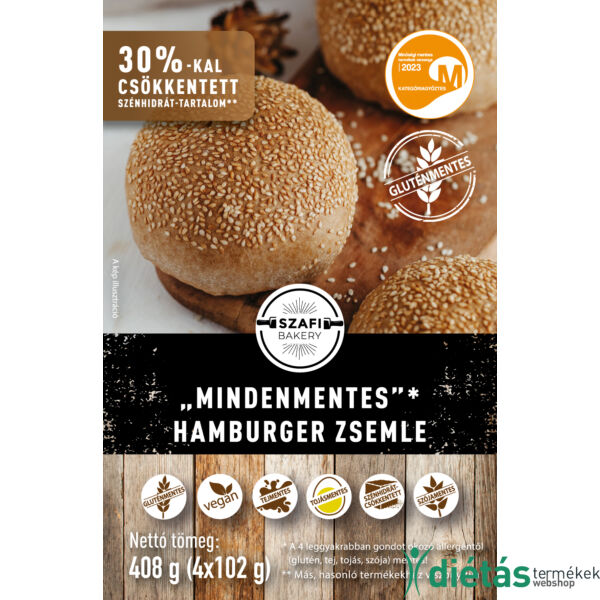 Szafi Bakery „MINDENMENTES”* hamburger zsemle 4x102g (gyorsfagyasztott)