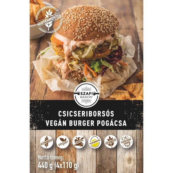 Szafi Bakery csicseriborsós vegán burger pogácsa (4x110g) 440g gyorsfagyasztott (gluténmentes)