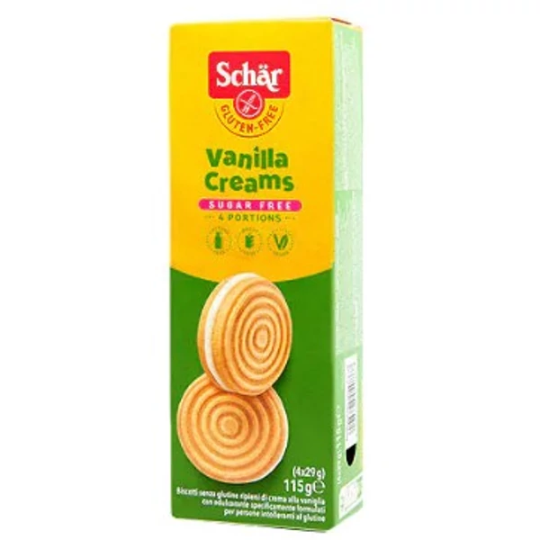 Schar cukormentes, gluténmentes, vanília krémmel töltött keksz Vanilla Creams (4*29g)115g