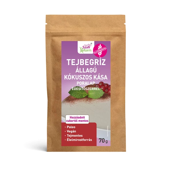 Szafi Reform tejbegríz állagú kókuszos kása poralap édesítőszerrel  70 g (paleo, vegán, gluténmentes, tejmentes)