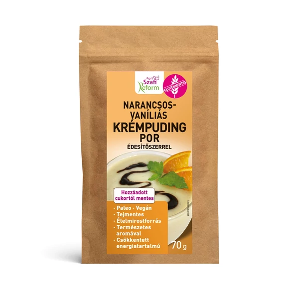 Szafi Reform Narancsos-vaníliás krémpuding por, édesítőszerrel 70 g (gluténmentes)